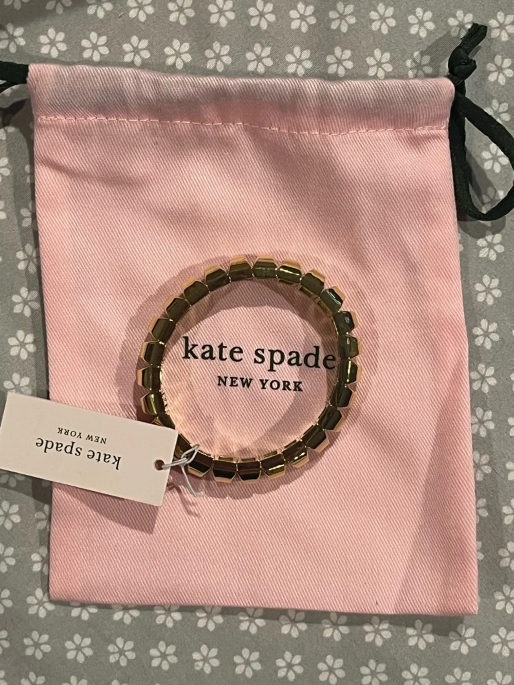 kate spade gold-tone stretch bracelet with crystal accents new with tag and bag - Picture 3 of 5